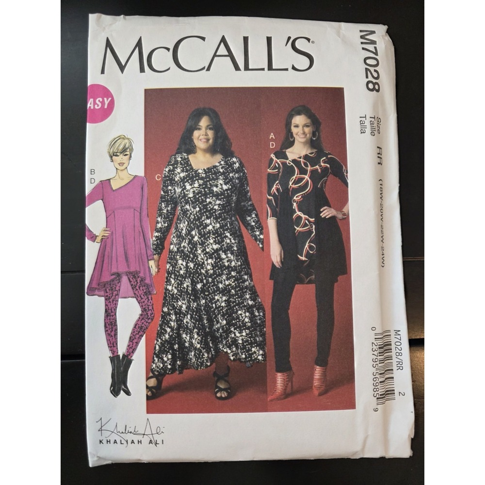 McCall's Easy Pattern M 7028‎ Misses' 18W-24W Tunic*Dress*Leggings UNCUT (194)